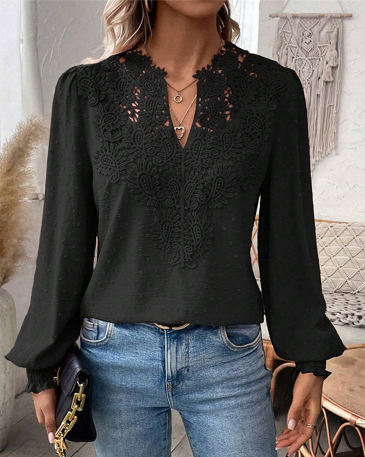 Drune | V-Ausschnitt Spitze Jacquard