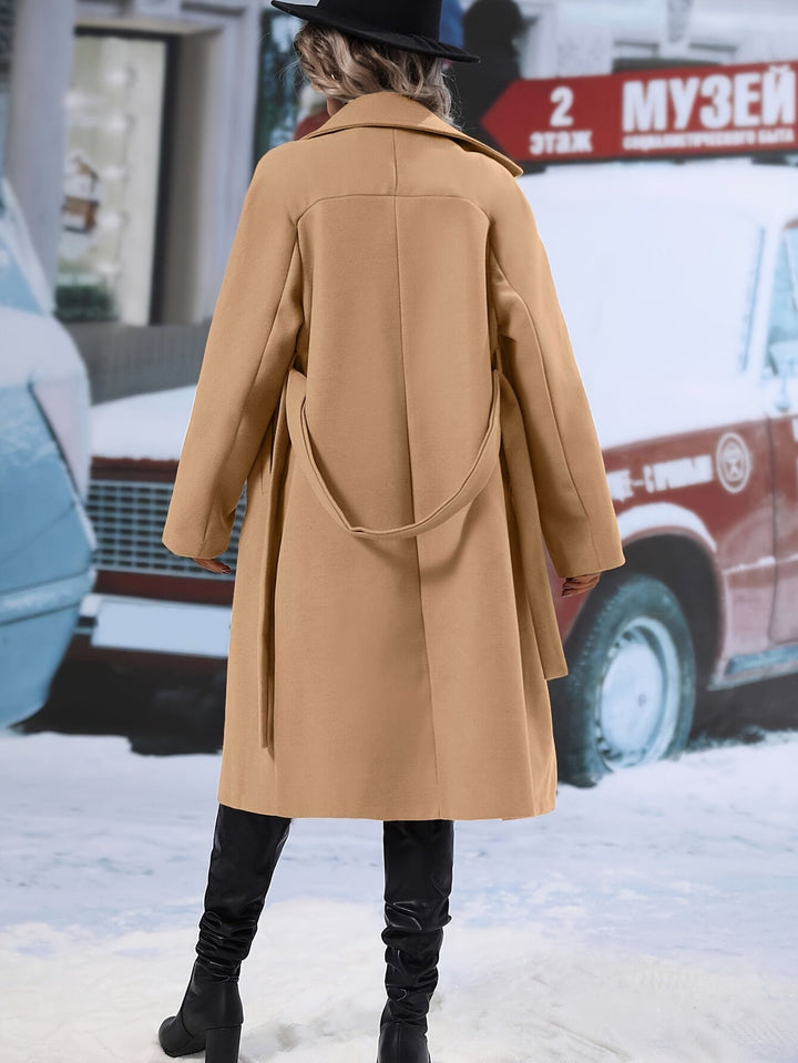 Drune | Trenchcoat mit Gürtel und einfarbigen Taschen für Damen - Ideal für jede Jahreszeit