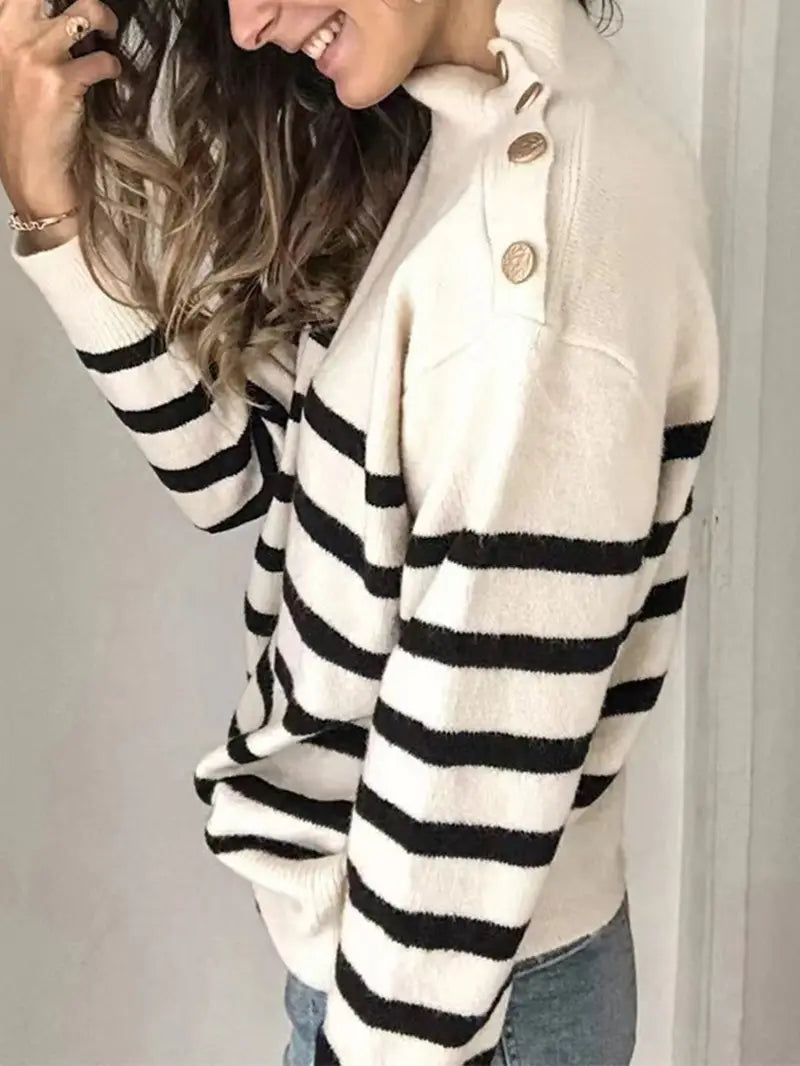 Drune | Gestreifter Rollkragenpullover