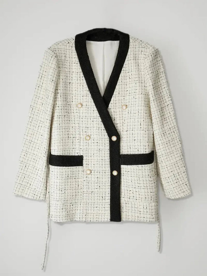 Drune | Gürtel Blazer - Kontrastdesign - Vintage-inspirierte Eleganz