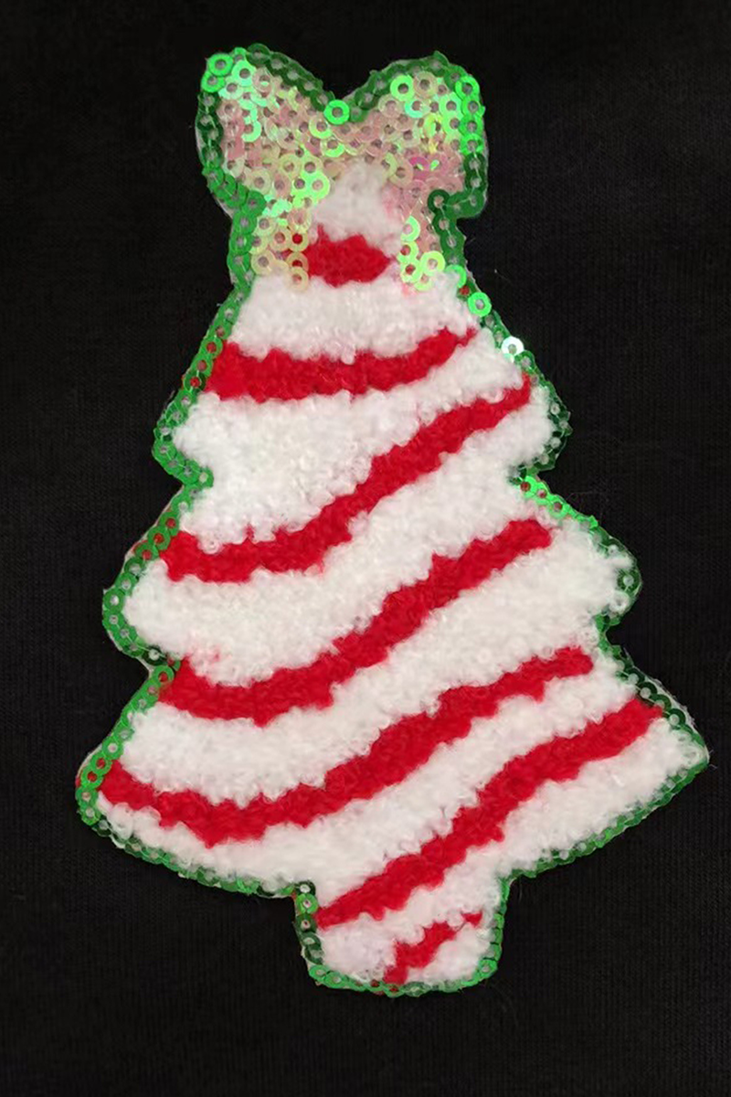 Drune | Casual Weihnachtsbaum Pailletten O-Hals Sweats