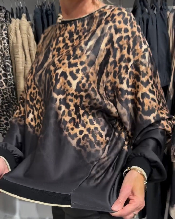 Drune | Bluse mit Rundhalsausschnitt und Leopardenmuster