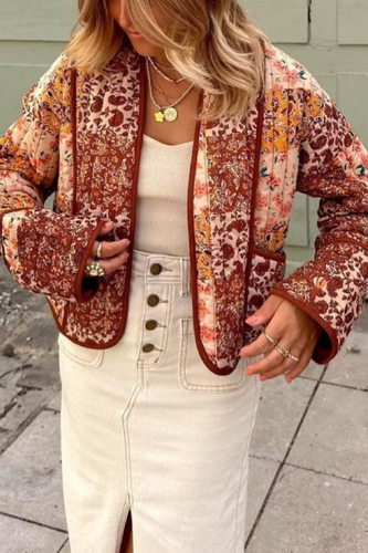 Drune | Lässige kurze Strickjacke gesteppte Baumwolljacke