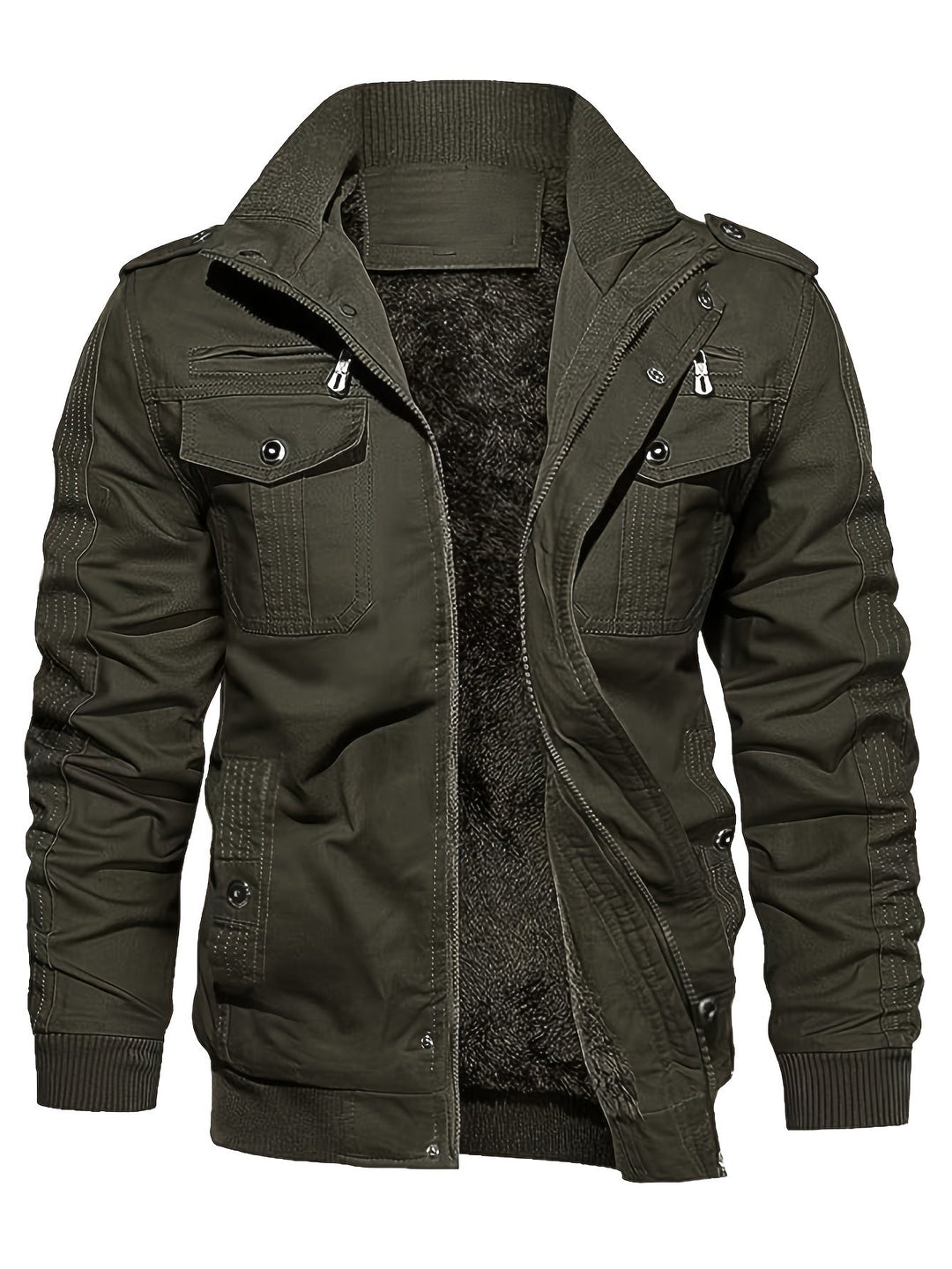 Drune | Langarm Reißverschluss Retro Stehkragen Winterjacke Für Herren - Perfekt für Freizeit