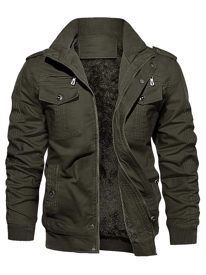 Drune | Langarm Reißverschluss Retro Stehkragen Winterjacke Für Herren - Perfekt für Freizeit