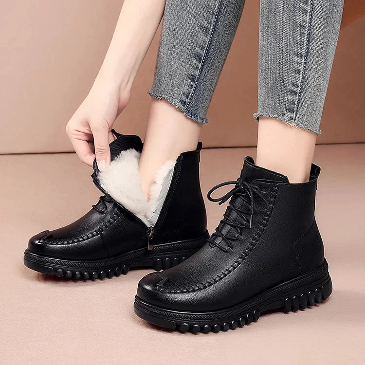 Drune | Damen Warme Leder Martin Stiefel