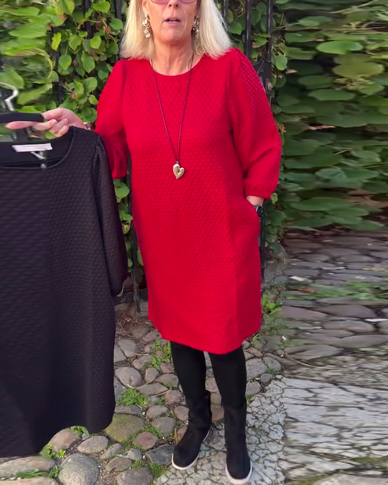 Drune | Kleid in Volltonfarbe mit Rundhalsausschnitt