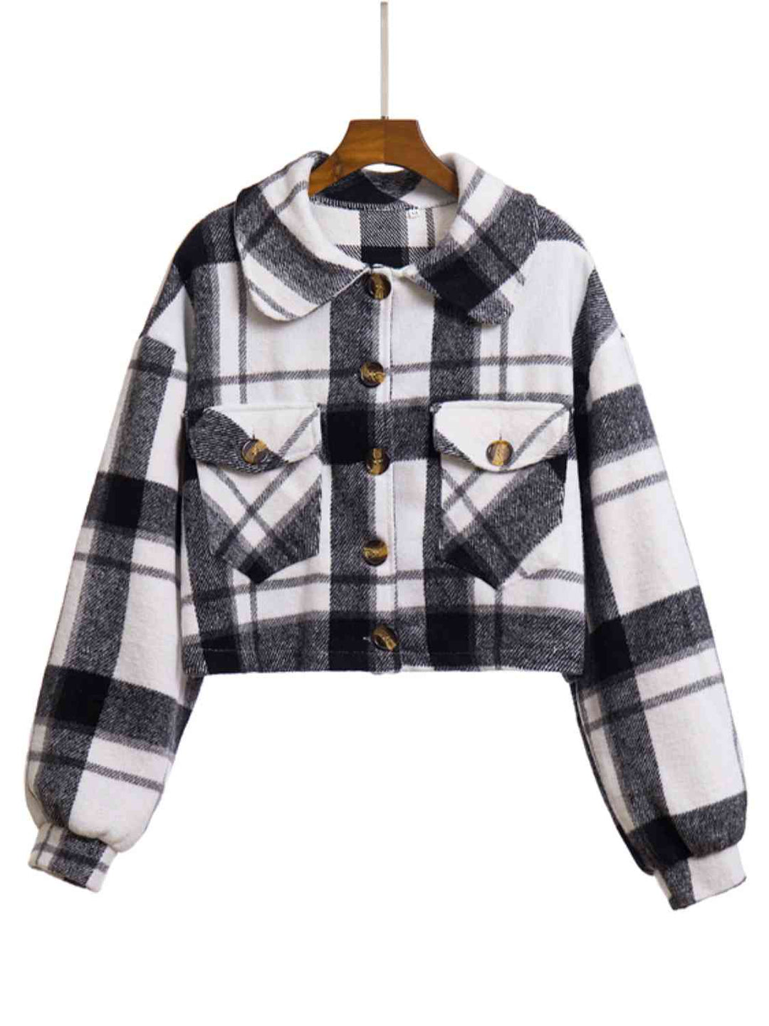 Drune | Karierter Knopf-Front-Jacke mit Taschen