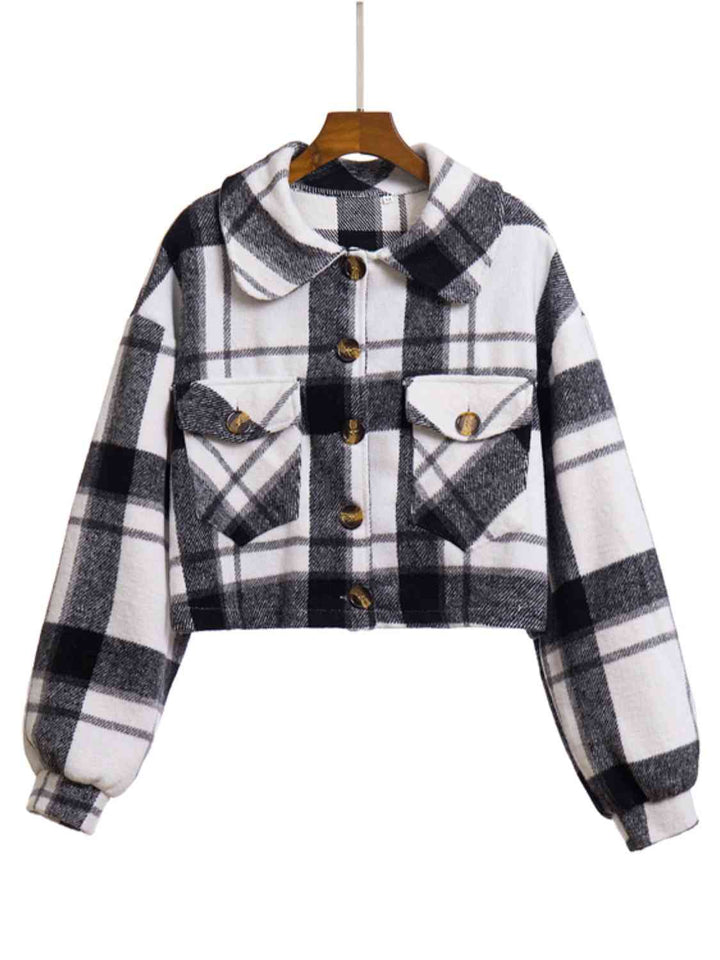 Drune | Karierter Knopf-Front-Jacke mit Taschen