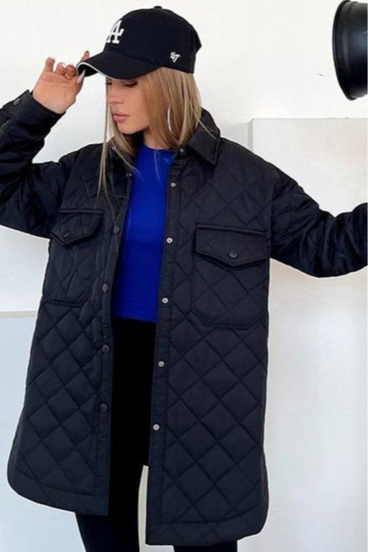 Drune | Lang geschnittene diamantgesteppt Pufferjacke