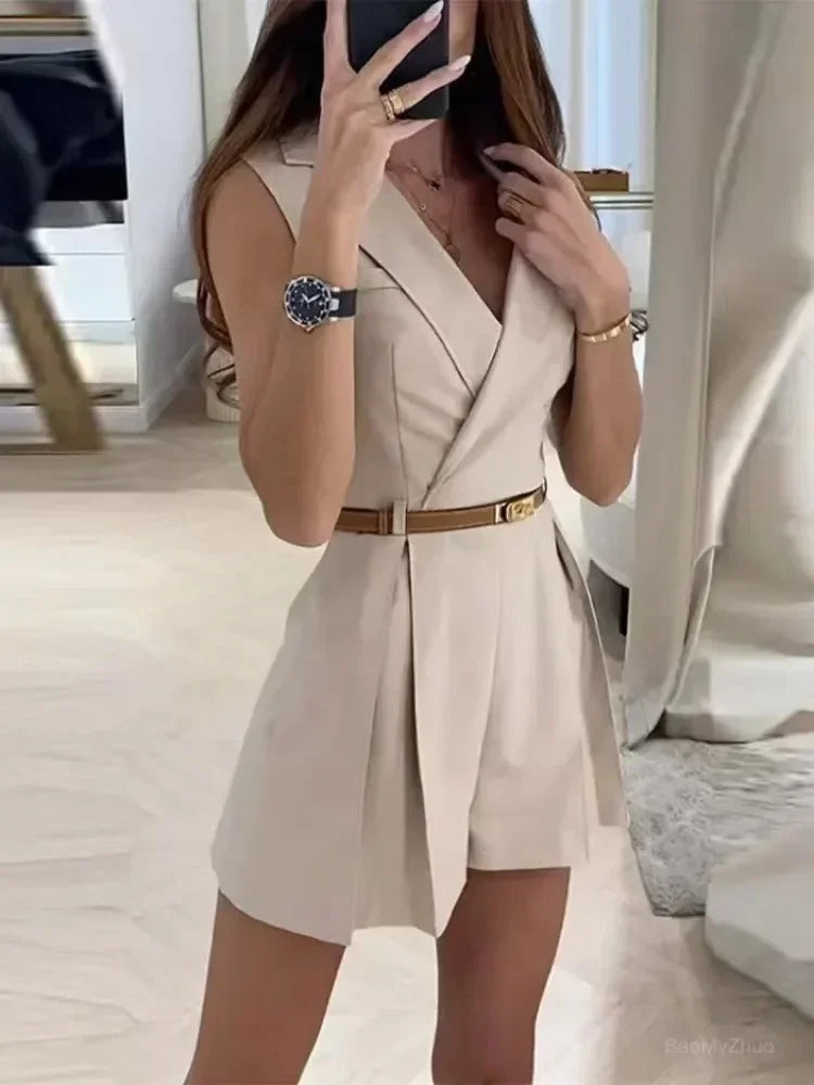Drune | Kurzer Eleganter Ärmelloser Jumpsuit