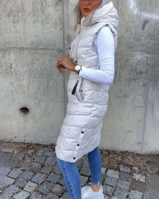 Drune | Ärmellose, Lässige Steppjacke mit Kapuze und Reißverschluss
