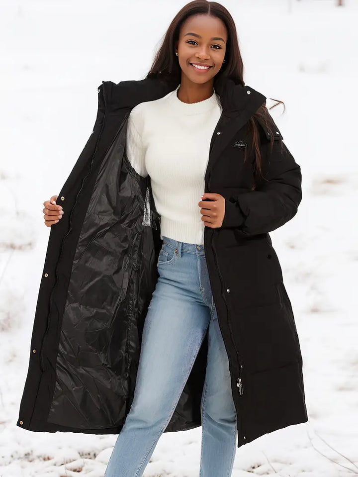 Drune | lange Winterjacke mit Kapuze für Damen – isolierend und bequem