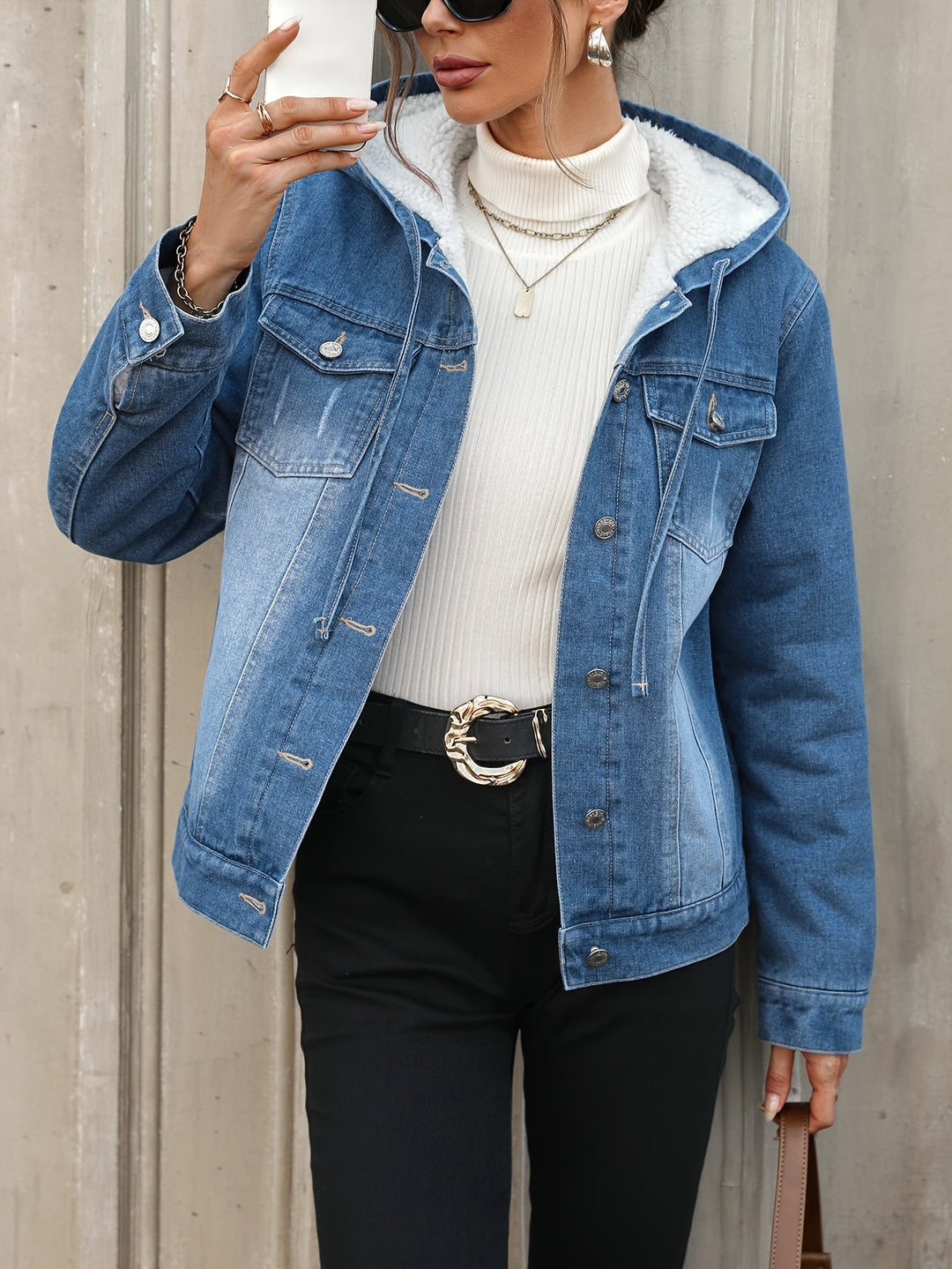 Drune | Denimjacke mit Sherpa-futter und Kapuze Baumwolle/polyester Warm und Modern
