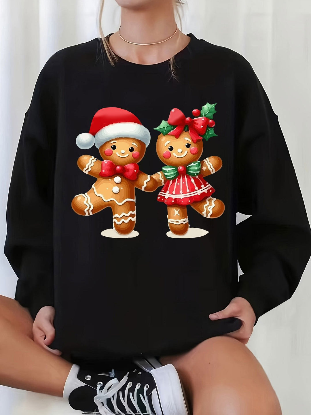Drune | Sweatshirt mit Weihnachtsdruck Baumwolle Lebkuchenmänner Design