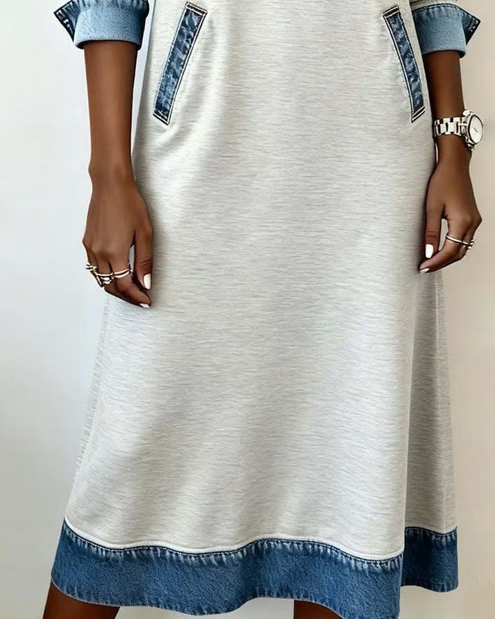 Drune | Kleid mit Revers Aus Denim Patchwork