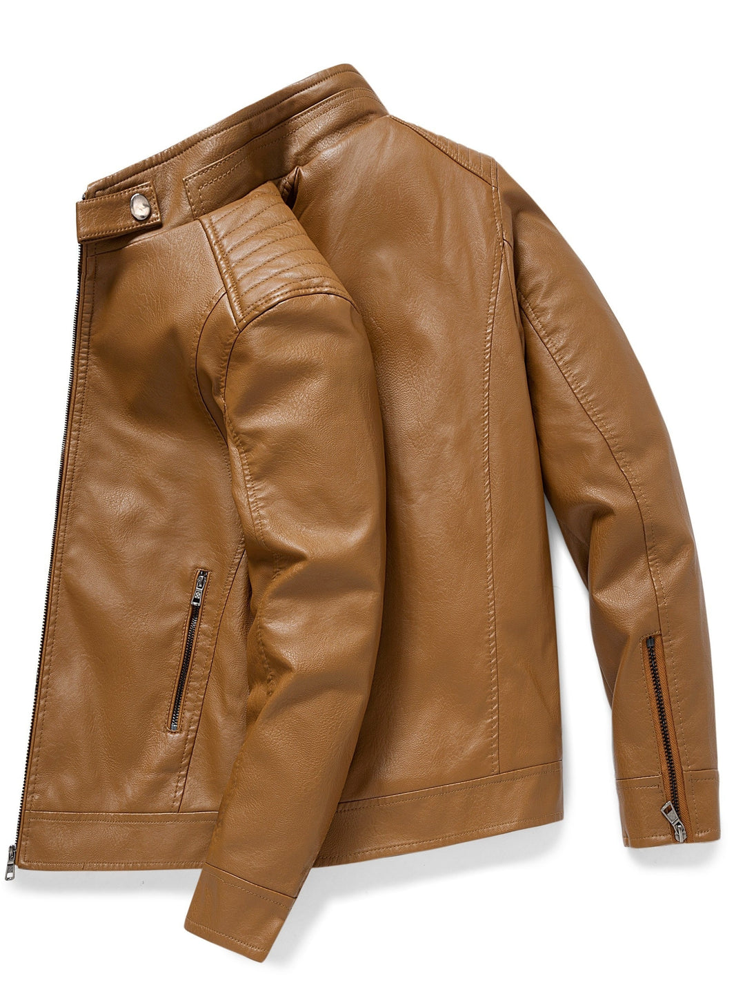 Drune | Stylische Lederjacke mit Reißverschluss Taschen