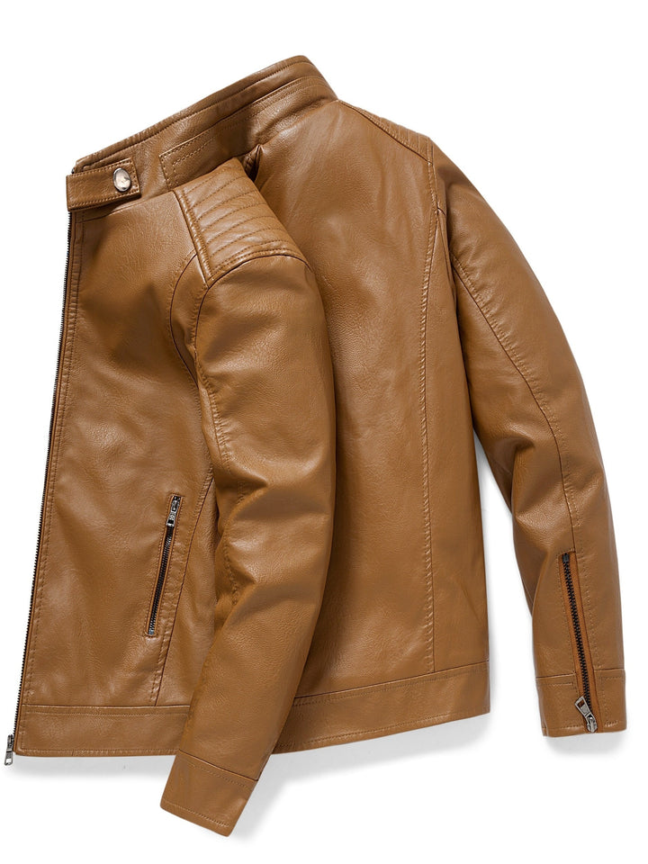 Drune | Stylische Lederjacke mit Reißverschluss Taschen