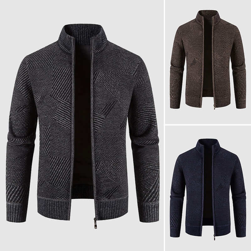 Drune | Herren geometrisches Strick-Cardigan-Jacke