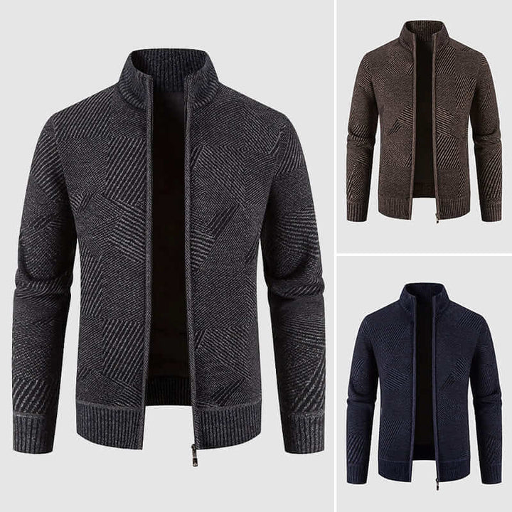 Drune | Herren geometrisches Strick-Cardigan-Jacke