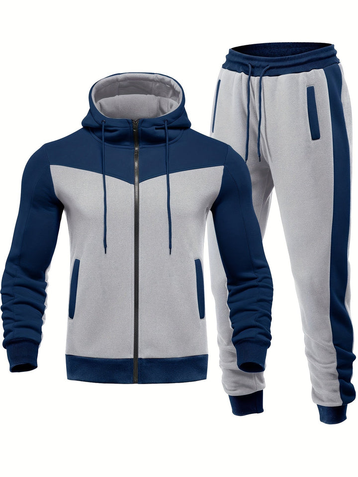 Drune | Unifarbener Trainingsanzug Mit Kragen Jacke Und Hose Für Herren - Perfekt für lässige Tage
