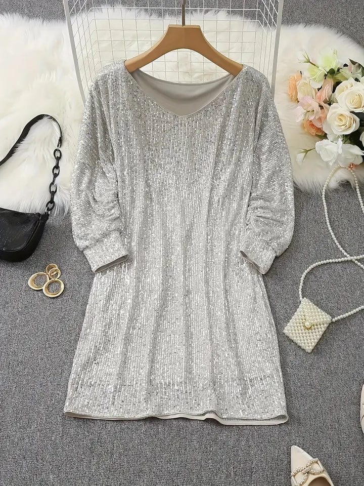 Drune | Party Paillettenkleid mit Kontrast