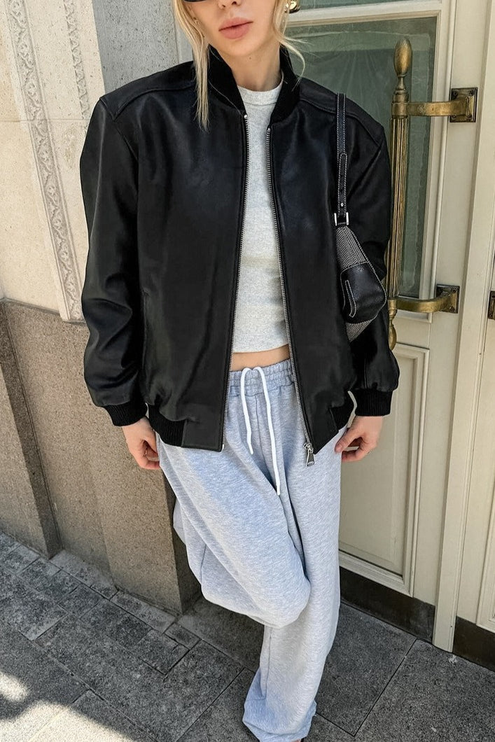 Drune | Schwarze Leder Bikerjacke