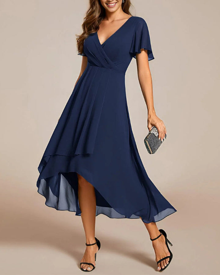 Drune | Kleid mit V-Ausschnitt und Rüschenärmeln