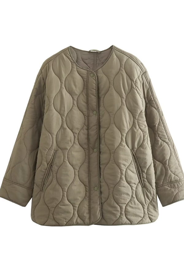 Drune | Farbe Lockere Runde Hals Gepolsterte Jacke