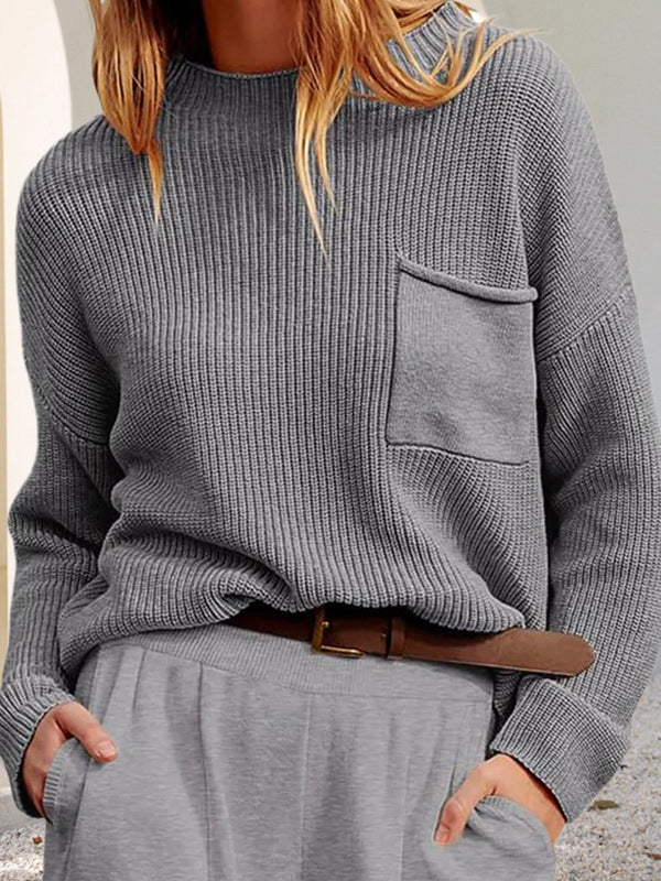 Drune | Gemütlicher, lässiger Strickpullover mit Taschen