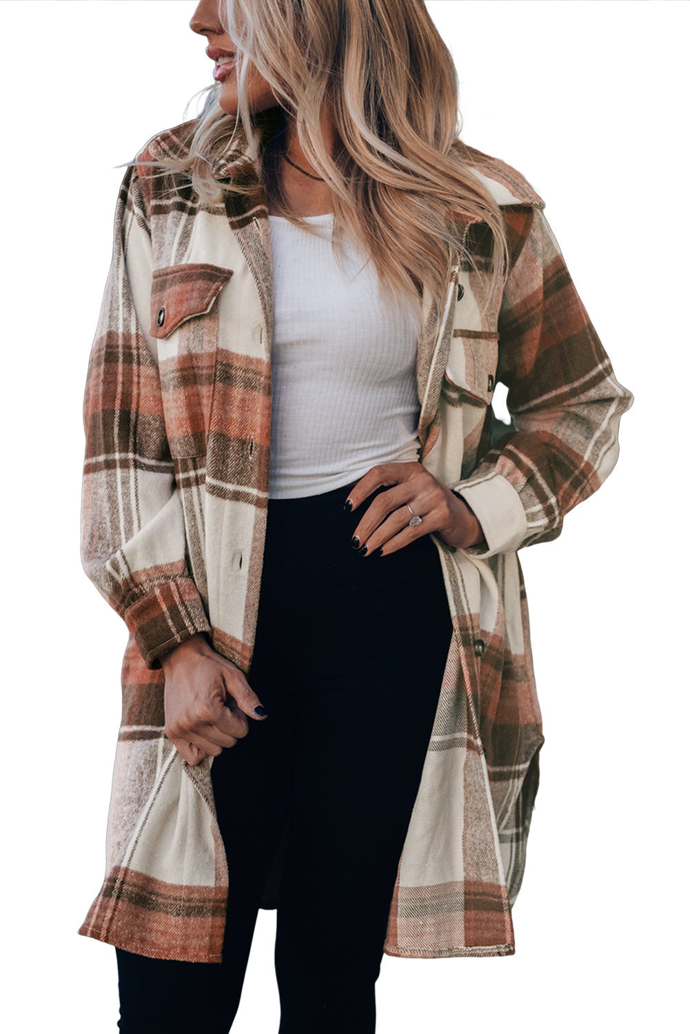 Drune | Lange Karierte Shirtjacke Baumwollmischung Stilvoll und Praktisch