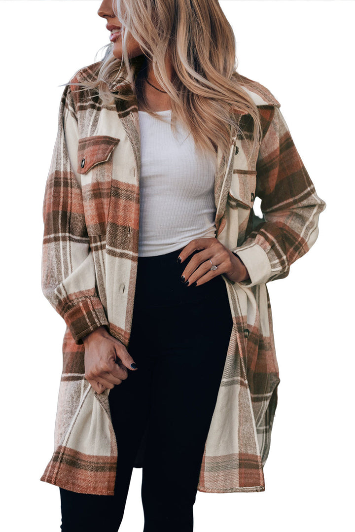 Drune | Lange Karierte Shirtjacke Baumwollmischung Stilvoll und Praktisch