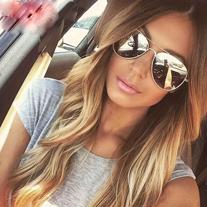 Drune | Klassische Aviator-Sonnenbrille mit Goldenem Rahmen für Damen