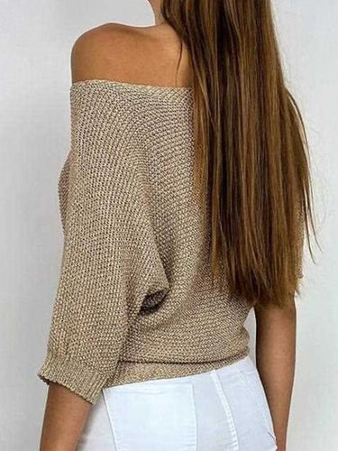 Drune | Goldfarbener einfarbiger Pullover mit Rundhalsausschnitt