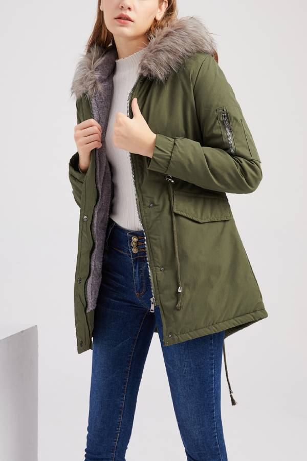 Drune | Winter warmer Fleece-Mantel mit Baumwoll-Steppjacke