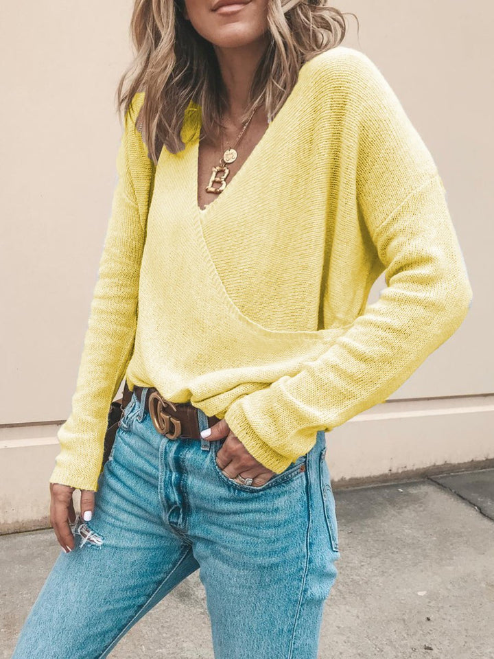 Drune | Lässiger Strickpullover mit V-ausschnitt Weich und Leicht Casual Eleganz