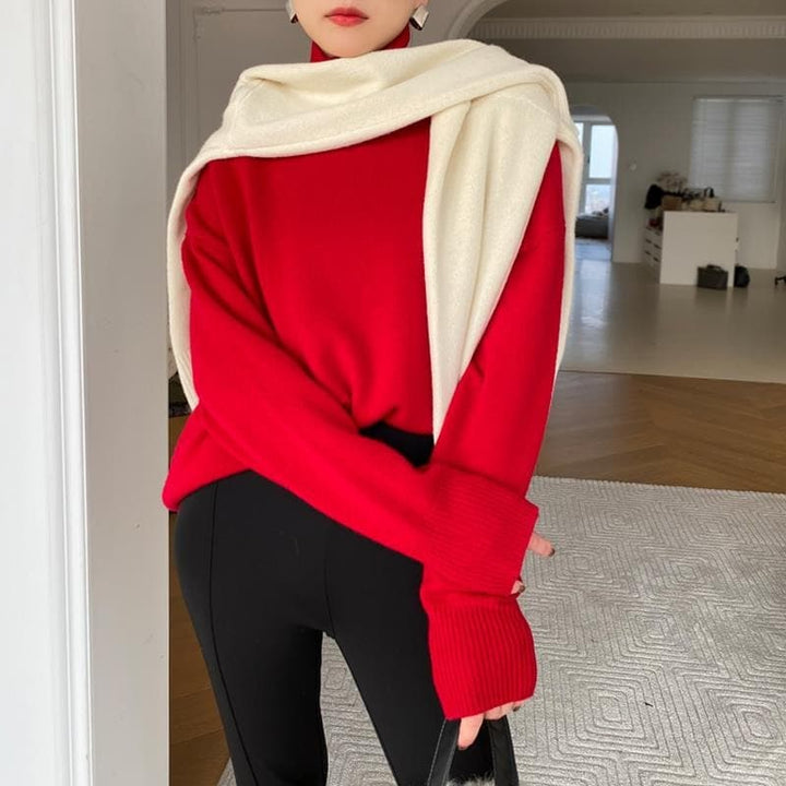 Drune | Strickpullover Weich Und Warm Hoher Stehkragen Lässige Passform Lange Ärmel