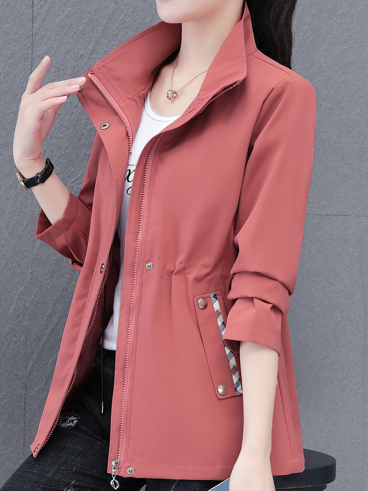Drune | Mode Rosa Reißverschlussjacke mit Kontrast für einen modernen Look
