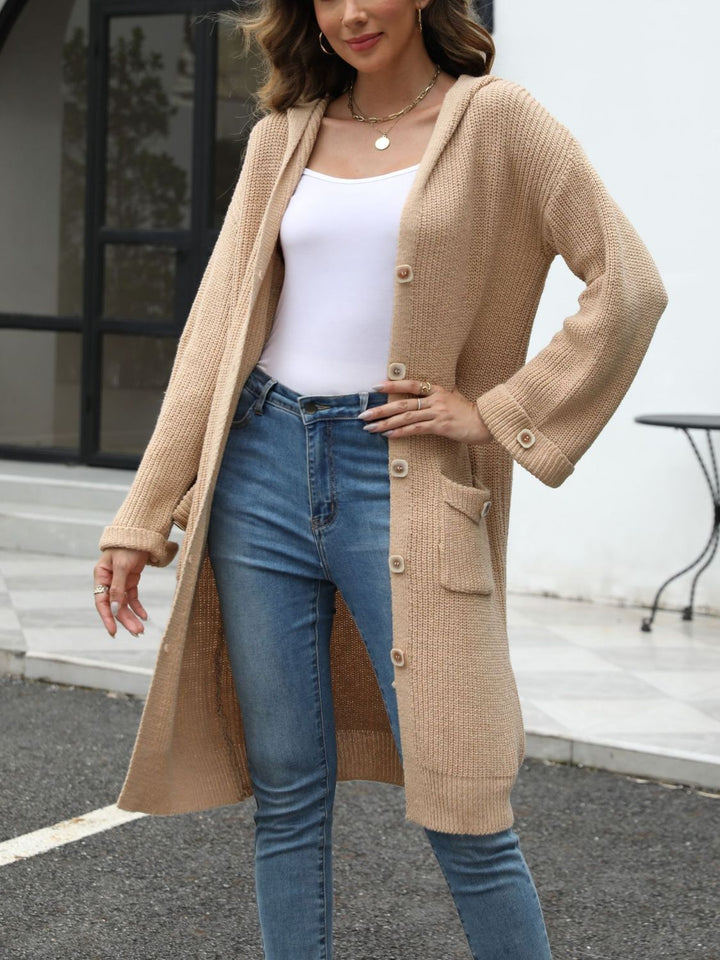 Drune | Lange Strickjacke Knopfverschluss Zeitlos und Bequem