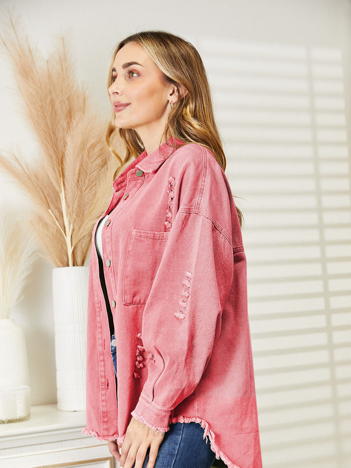 Drune | Zerrissene Rohsaum-Denimjacke