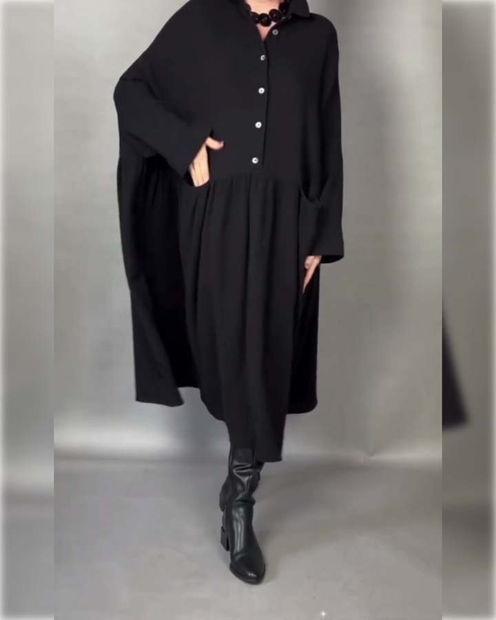 Drune | A-Linien Kleid mit Revers und Knöpfen