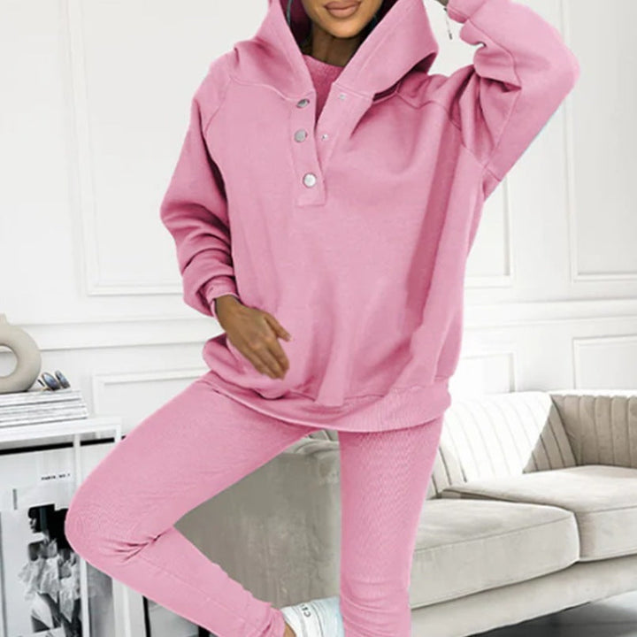 Drune | 3-teiliges Damen-Sportanzug mit lockerem Kapuzenpullover und Slim-Hosen