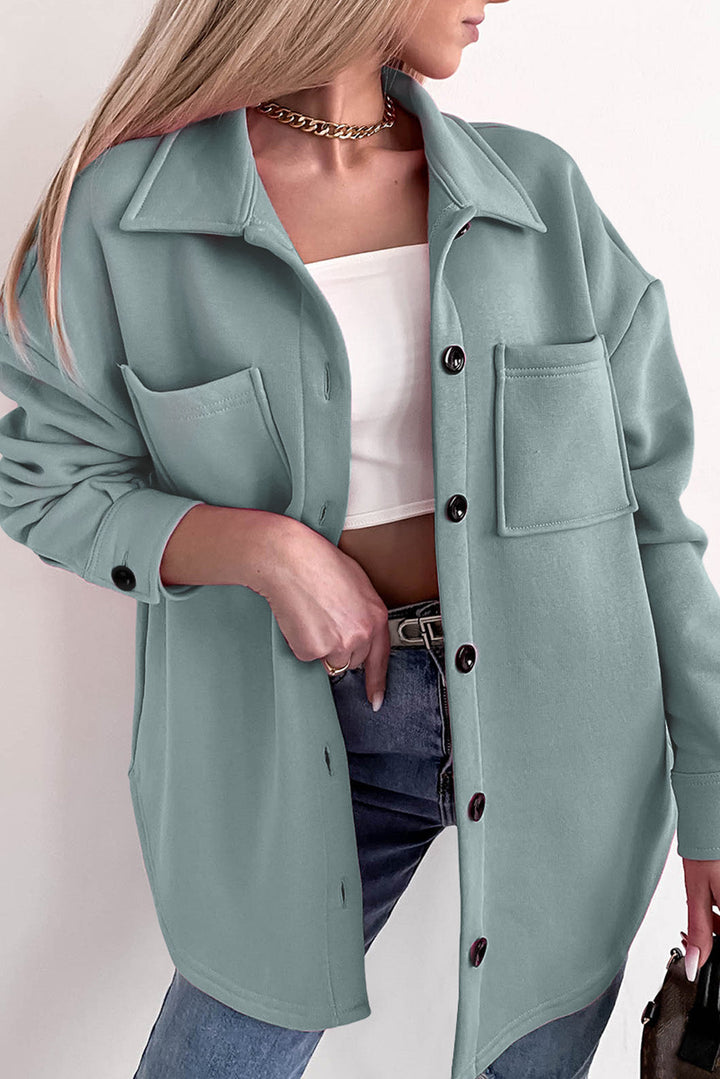 Drune | Oversized Hemdbluse mit Großen Taschen Polyester Minimalistisch und Stilvoll