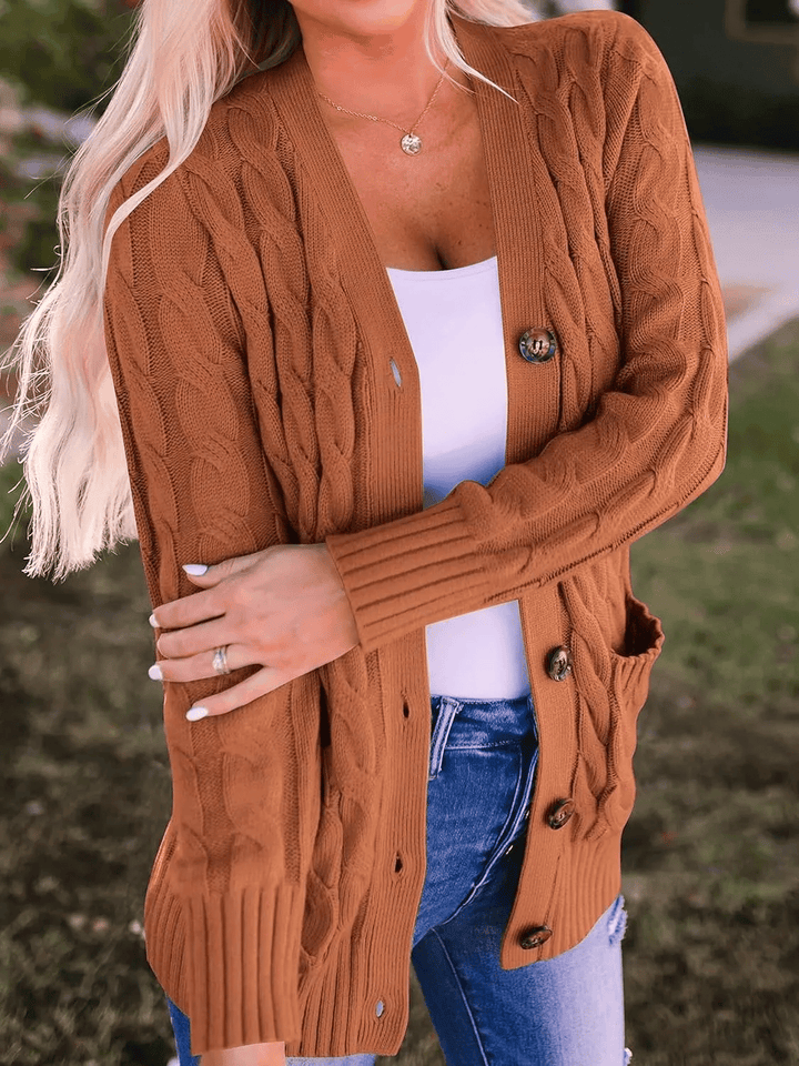 Drune | Offener Strickcardigan mit Zopfmuster