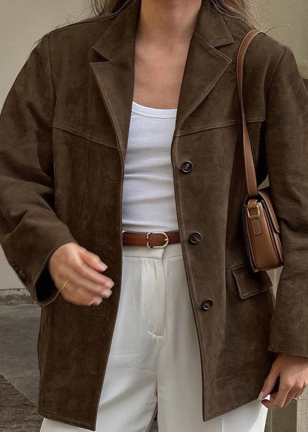 Drune | Samt Wildlederjacke mit Retro-Revers