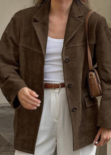 Drune | Samt Wildlederjacke mit Retro-Revers