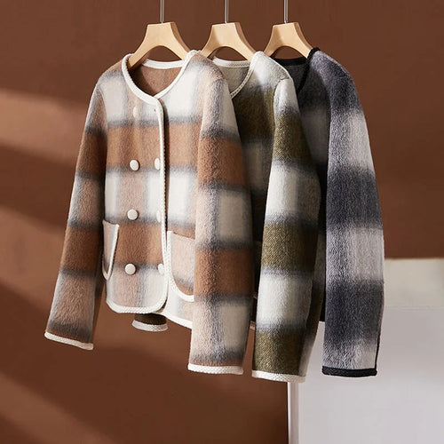 Drune | Strickjacke Doppelreiher Strukturierte Details Weicher Gewebter Stoff Klassischer Stil