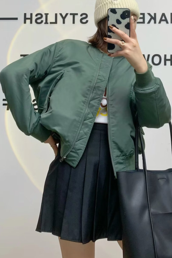 Drune | Kragen Verdickte Einseitige Flugjacke Baseballjacke
