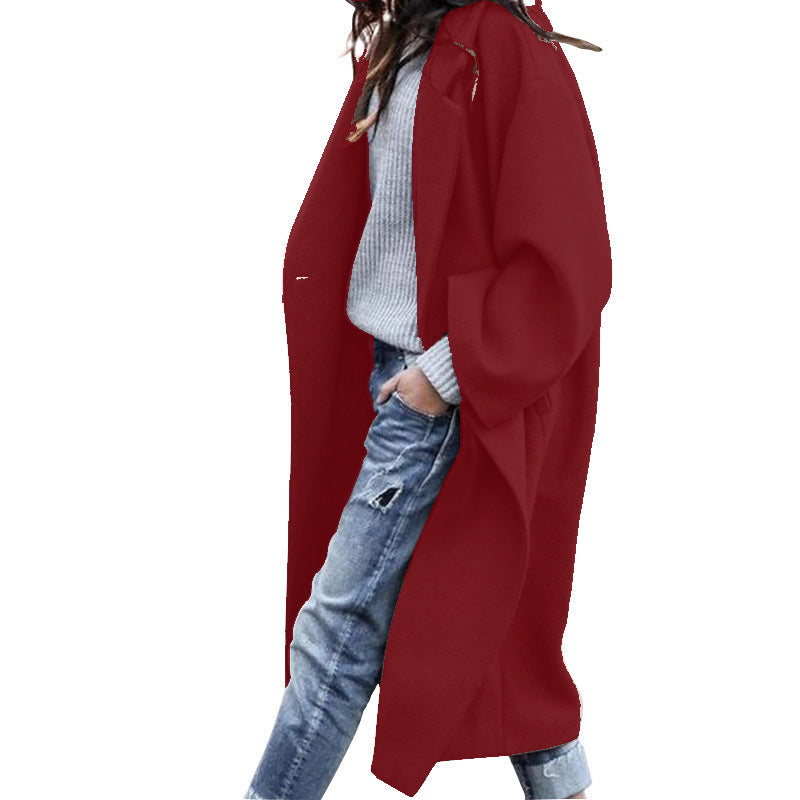Drune | Elegante lange Freizeitjacke aus Wolle mit Taschen für Frauen