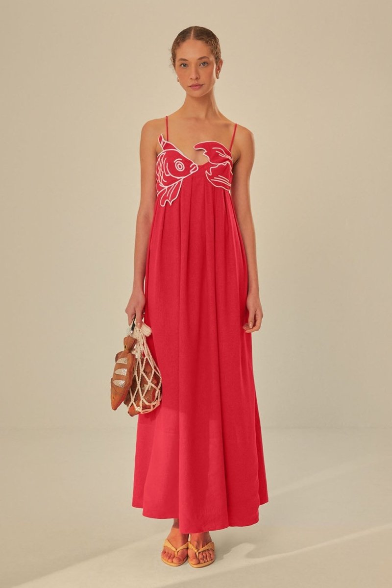 Drune | Besticktes Maxi Slip Kleid